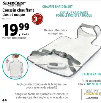 Lidl Coussin Chauffant dos et Nuque offre
