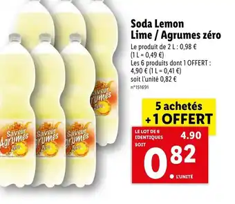 Lidl Soda Lemon LIme/ Agrumes Zéro offre