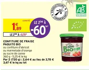 Intermarché Confiture de Fraise Paquito Bio offre