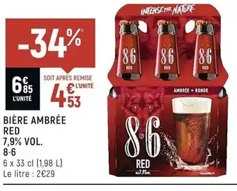 Bière ambrée Red 7,9%vol 8.6