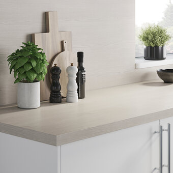 Castorama Crédence de cuisine aspect bois blanchi goodhome kala blanc l. 300 cm x h. 60 cm x ep. 10 mm offre