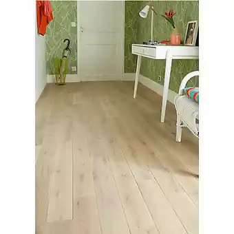 Castorama Parquet massif clipsable en chêne colours symphonia finition huilé coloris chêne blanchi l.12 x ép.1,5 cm offre