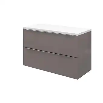 Castorama Meuble sous vasque à suspendre goodhome imandra gris taupé 100 cm + plan de toilette marloes offre