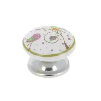 Castorama Lot poignées 4 boutons céramique oiseau rouge offre