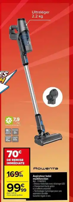 Carrefour Aspirateur balai multifonction rowenta offre