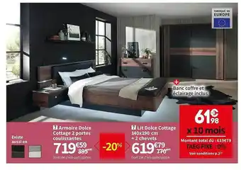 Conforama Armoire dolce cottage 2 portes coulissantes ou lit offre