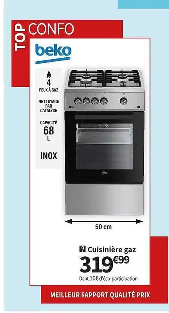 Conforama Beko cuisinière gaz offre