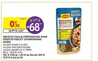 Intermarché Recette facile préparation pour risotto poulet champignons maggi offre