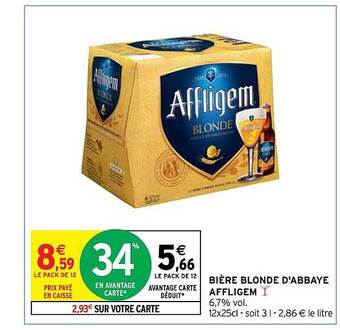 Intermarché Bière blonde d'abbaye affligem offre