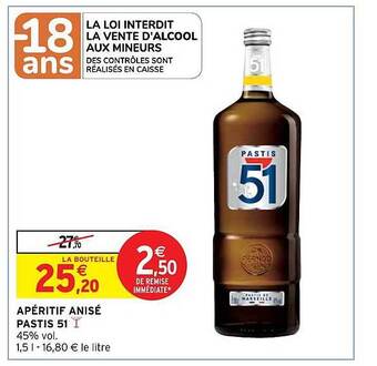 Intermarché Apéritif anisé pastis offre
