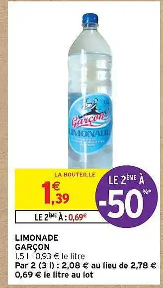 Intermarché Limonade garçon offre