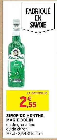 Intermarché Sirop de menthe marie dolin offre