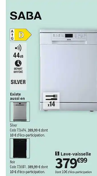 Conforama Saba lave-vaisselle offre