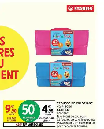 Intermarché Trousse de coloriage 42 pièces stabilo offre