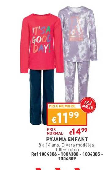 Trafic Pyjama enfant offre