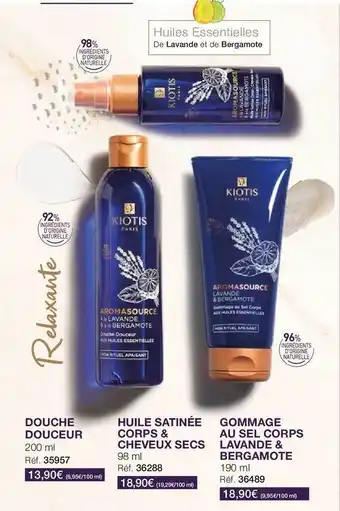 Stanhome Douche douceur, huile satinée corps & cheveux secs ou gommage au sel corps lavande & bergamote offre