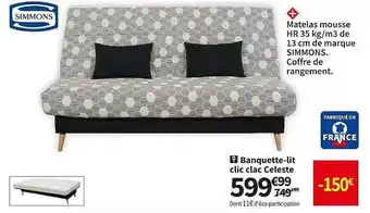 Conforama Simmons banquette-lit clic clac celeste offre