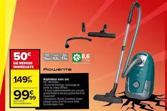 Carrefour Aspirateur avec sac rowenta offre