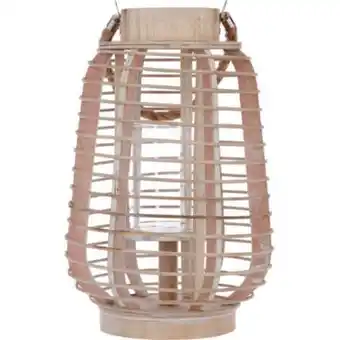 Lanterne ajourée rotin et verre d22xh33cm