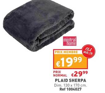 Trafic Plaid sherpa mistral home offre