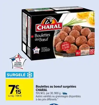 Carrefour Market Boulettes au boeuf surgelées charal offre