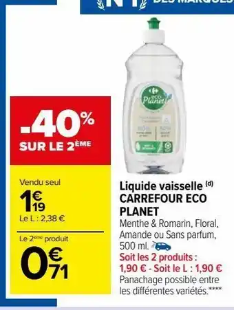 Carrefour Market Liquide vaisselle carrefour eco planet offre