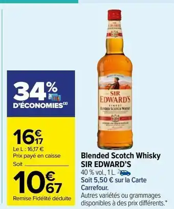 Carrefour Market Blended scotch whisky sir edward’s offre