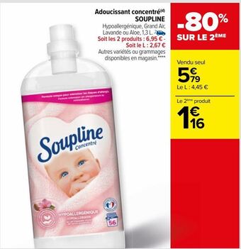 Carrefour Adoucissant concentré soupline offre