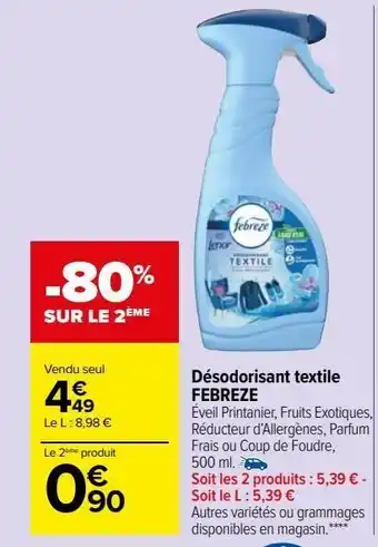 Carrefour Market Désodorisant textile febreze offre