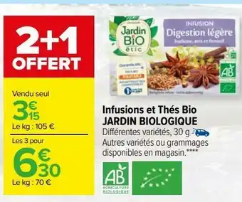 Carrefour Infusions et thés bio jardin biologique offre