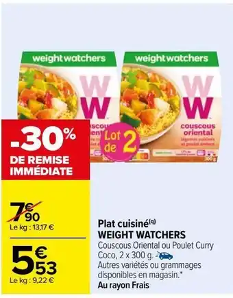 Plat cuisiné weight watchers