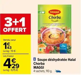 Carrefour Soupe déshydratée halal chorba maggi offre