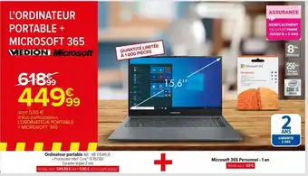 Carrefour L'ordinateur portable + microsoft 365 medion microsoft offre