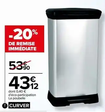 Carrefour Poubelle à pédale 50 l curver offre