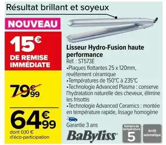 Carrefour Lisseur hydro-fusion haute performance babyliss offre