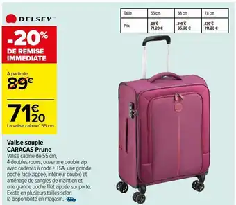 Carrefour Valise souple caracas prune delsey offre