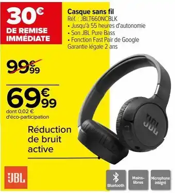 Carrefour Casque sans fil jbl offre