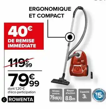 Carrefour Aspirateur avec sac rowenta offre