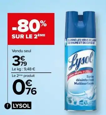 Carrefour Spray désinfectant multi-usage lysol offre