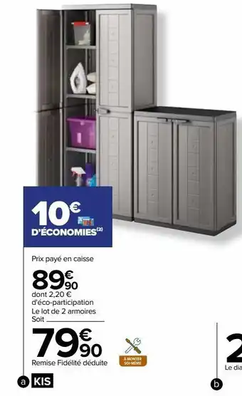 Carrefour Lot de 2 armoires jolly kis offre