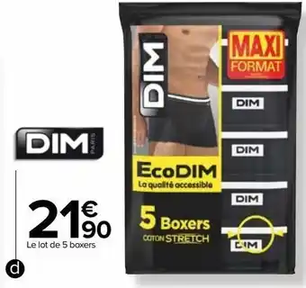 Carrefour Le lot de 5 boxers dim offre