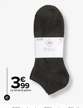 Carrefour Le lot de 6 paires de chaussettes offre