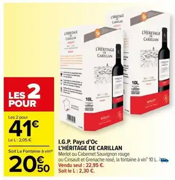 I.g.p. pays d’oc l’héritage de carillan