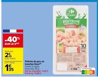 Carrefour Market Poitrine de porc en tranches fines offre