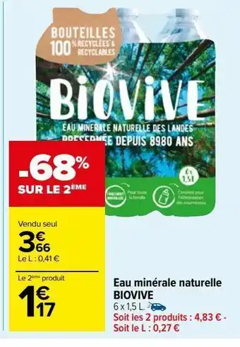 Carrefour Market Eau minérale naturelle biovive offre