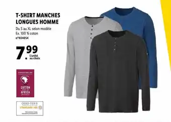 Lidl T-shirt manches longues homme offre