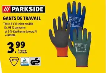 Lidl Gants de travail parkside offre