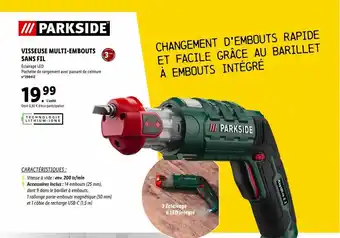 Lidl Visseuse multi-embouts sans fil parkside offre