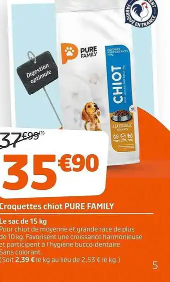 Jardiland Croquettes chiot pure family offre