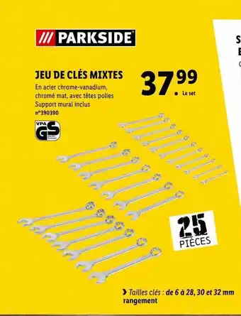 Lidl Jeu de clés mixtes parkside offre